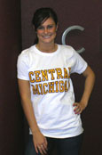 White T-Shirt W/ Maroon And Gold Central Michigan