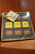 Square Box Of Central Michigan Chocolate 9 Pieces