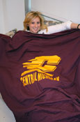 Maroon Twin Size Sweatshirt Blanket W/ Gold "C"