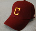 Maroon Fitted Hat W/Gold Block C