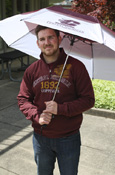 White And Maroon Umbrella W/Flying "C" - 58" Cover