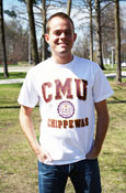 White T-Shirt W/Block C M U Chippewas & C M U Seal