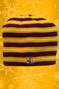 Maroon And Gold Striped Beanie With Sm. Flying "C"