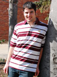 White Polo W/ Maroon Stripes & Flying "C"
