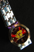 Silver Men's Dynasty Watch With Maroon & "C" Face