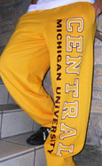Gold Sweatpants W/ White And Maroon Print