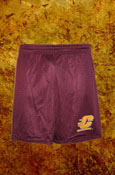 Maroon Mesh Shorts With Gold Flying "C"