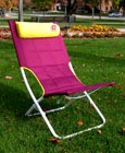 Maroon Lounger Chair W/Gold Head Rest And "C"
