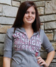 Ash Colored Zip Up W/Hood And Distressed Print