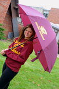 Maroon Golf Umbrella W/ Gold C M U - 62" Coverage