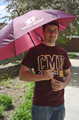 Maroon Umbrella W/ C M U - Wood Handle - 48" Cover