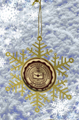 Snowflake Ornament With Seal - Metal Gold Cut-Out