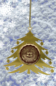 Tree Ornament With Seal - Metal Gold Cut-Out