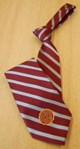 Maroon Tie W/ Gray Stripes And Gold Emb. Seal