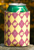 Collapsible Can Hugger W/ Maroon And Gold Argyle