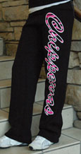 Black Sweatpants W/Pink & Zebra Chippewas Script
