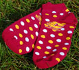 Maroon Socks W/Flying "C" And Polka Dots - Youth