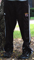 Black Track Pant W/Football Logo And White Stripes