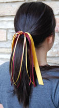 Maroon And Gold Ribbon Ponytail