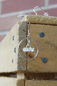 Sterling Pierced Wire Earings W/Flying "C" In Hoop