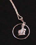 Sterling 16" Necklace W/Charm - Flying "C" In Hoop