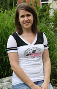 White Burnout V Neck Tee With Pink Chippewas