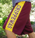 Maroon Mesh Shorts W/Gold Sides And Chippewas