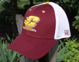 Maroon And White A-Flex Mesh Back Hat W/Flying C
