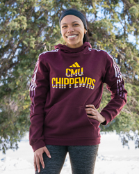 CMU Chippewas 3 Stripe Maroon Hoodie