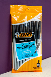 Round Stick Xtra Comfort Black Ballpoint Pens (8 pk)<br><brand>BIC</brand>