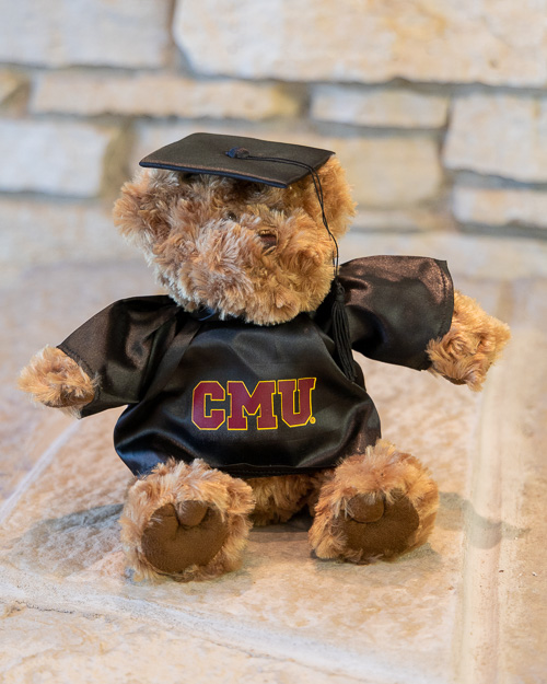 CMU Graduation Brown Bear with Black Cap and Gown<br><brand>CHELSEA TEDDY BEAR CO</brand>