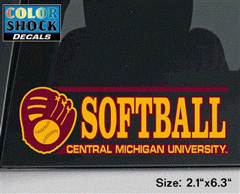 Central Michigan University Softball Automotive Decal<br><brand>COLOR SHOCK</brand>