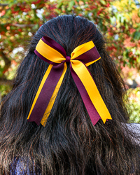 Maroon & Gold Layered Two-Tone Bow Hair Tie