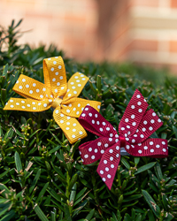 Maroon & Gold Polka Dot Baby Hair Bow 2 Pack