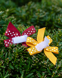 Maroon & Gold Polka Dot Baby Hair Bow 2 Pack