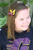 Maroon & Gold Polka Dot Stacked Windmill Bow Clip<br><brand>MISS ASHLEY</brand>
