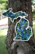 Michigan Blue and Green Art Sticker