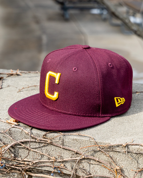 Block C Maroon 9Fifty Fitted Flat Brim Hat with Central on Back<br><brand>NEW ERA</brand>