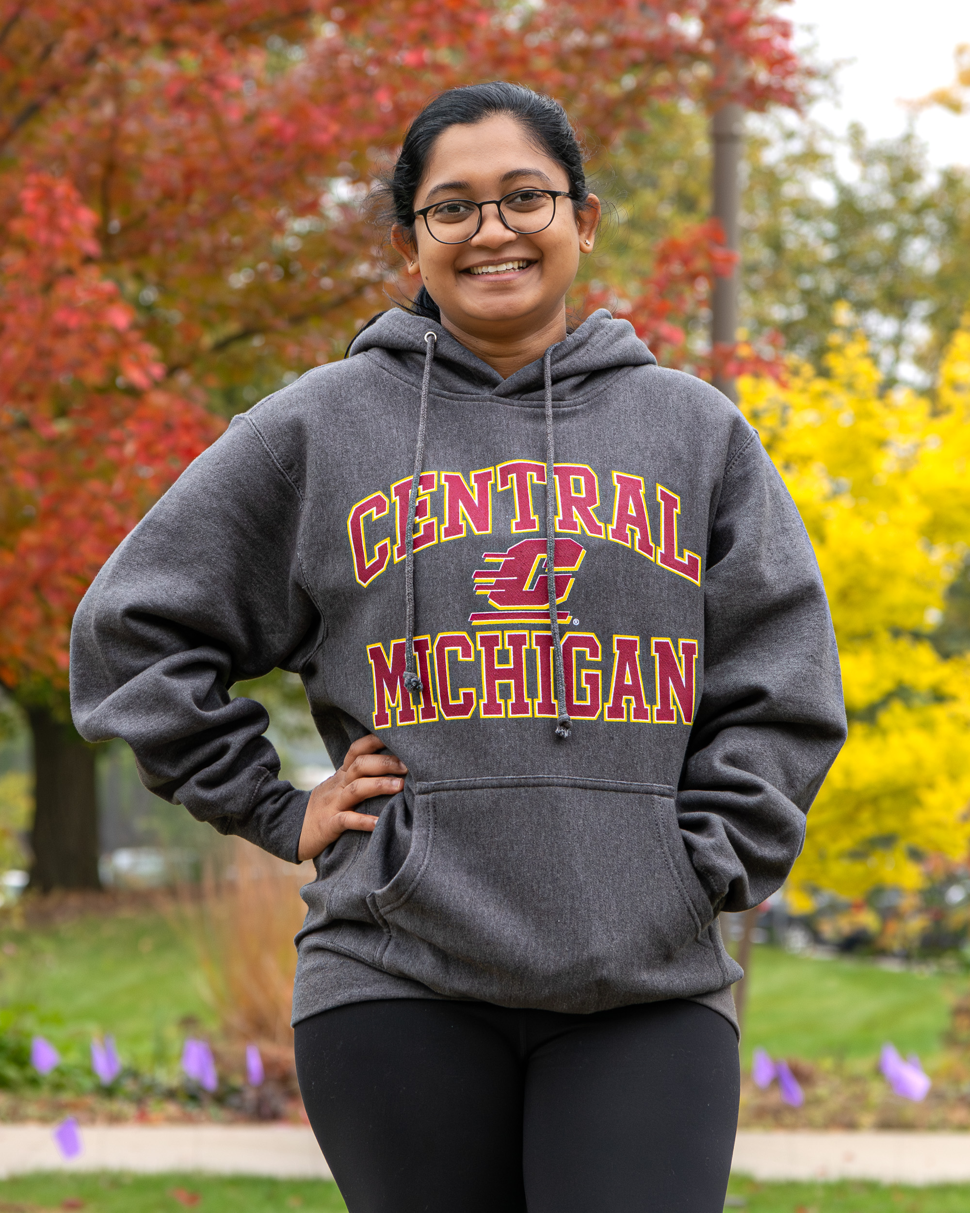 Arched Central Michigan Action C Charcoal Hoodie