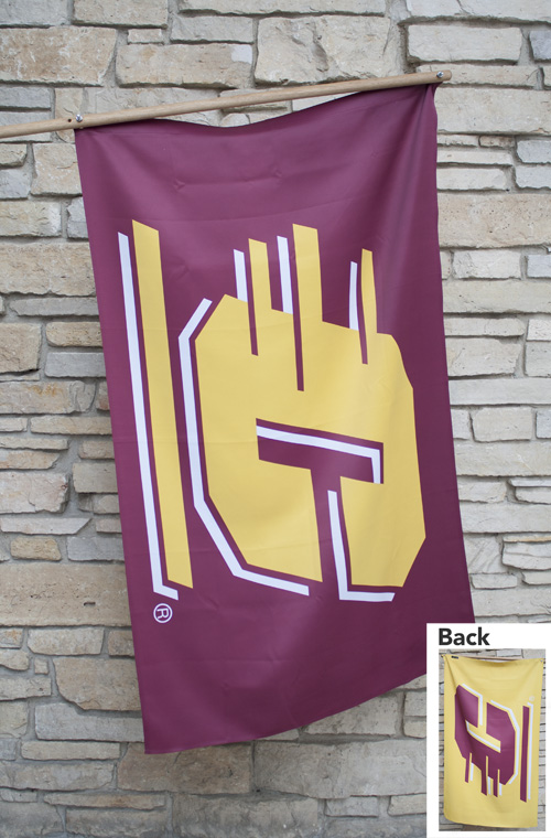 Action C Maroon & Gold Double-Sided Flag (SKU 5028655345)