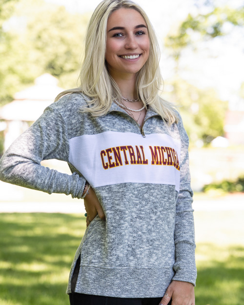 Central Michigan Gray Knit Cozy ¼ Zip Fleece