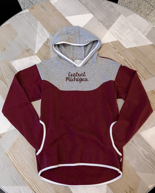 Script Central Michigan Gray and Maroon Youth Hoodie