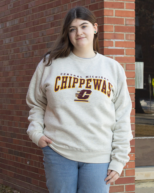 Central Michigan Chippewas Action C Oatmeal Crewneck Sweatshirt