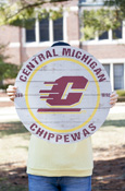 Action C Central Michigan Chippewas Round Gray Wall Sign<br><brand></brand>
