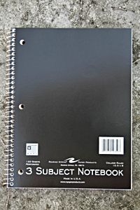 3 Subject Spiral Notebook, Assorted Colors
