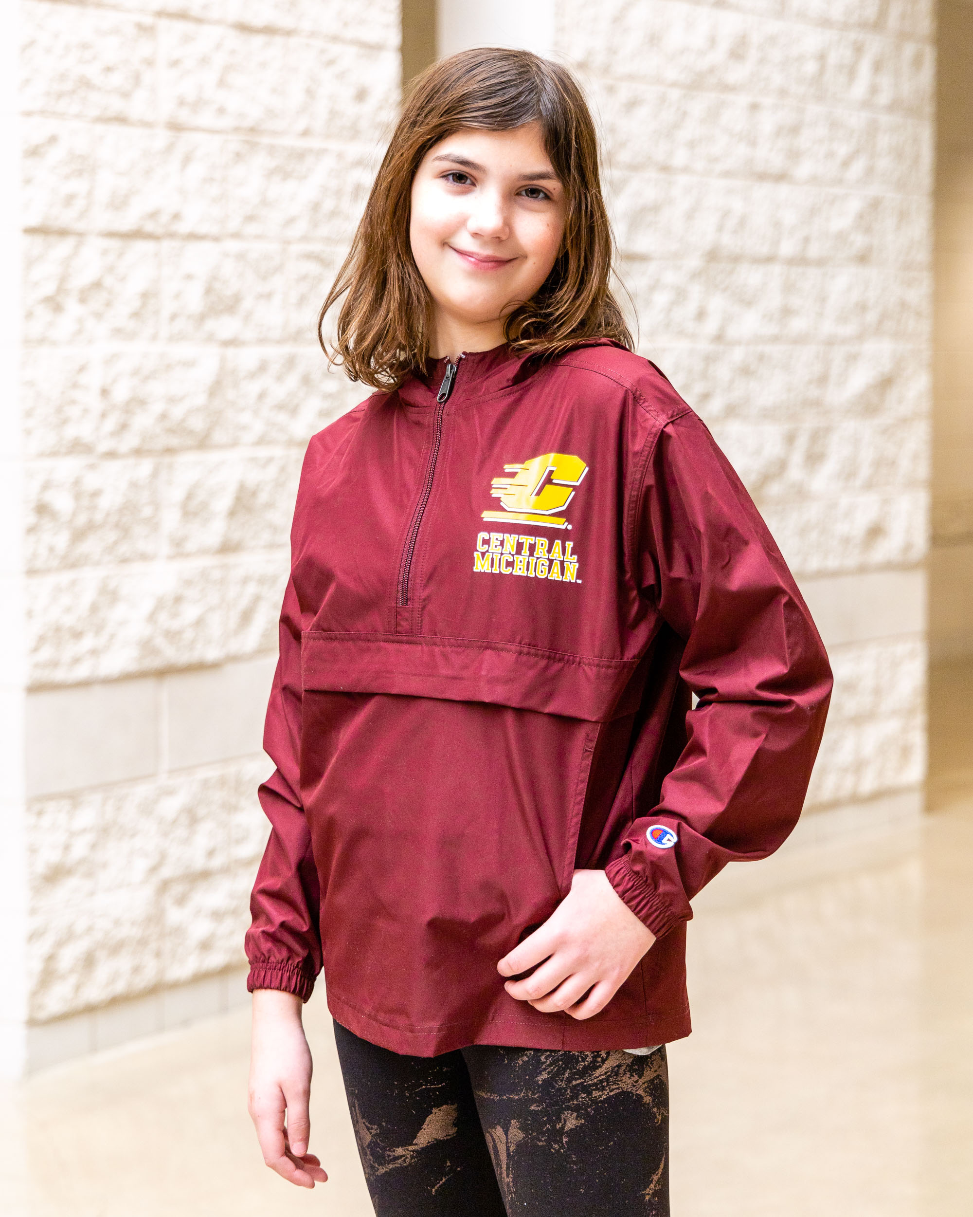 Action C Central Michigan Maroon Youth Packable Hooded Jacket