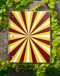 Maroon, Gold, and White Burst 3 Subject Notebook