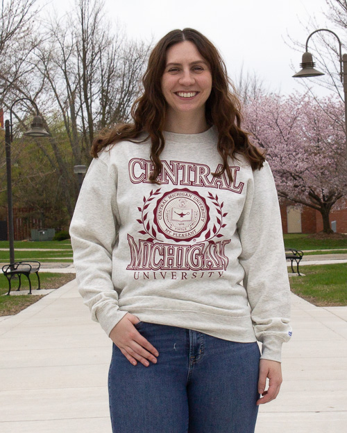 Central Michigan Seal Laurels Oatmeal Crewneck Sweatshirt