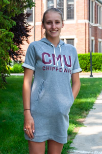 CMU Chippewas Women's Gray Jersey Dress with Hood