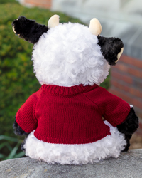 Black & White Cow Stuffed Animal with Maroon Action C Sweater